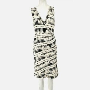 Anthropologie Deletta Dress Small Black White Striped abstract Jersey Stretch S